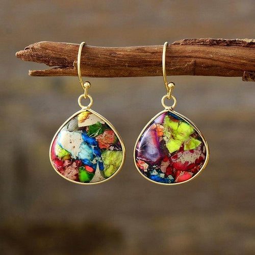 18K Gold-Plated Natural Stone Earrings for Elegant Style