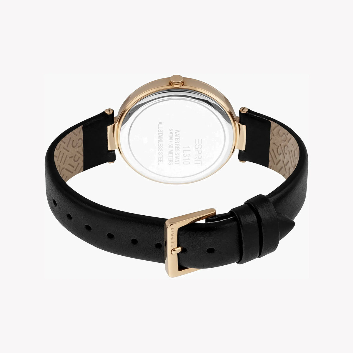 Esprit Women's Black Leather Watch, Silver Dial | Es1l162m0015