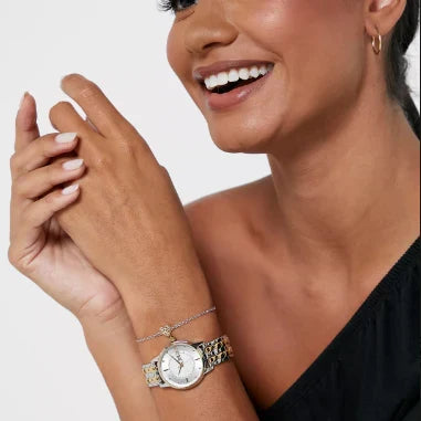 Just Cavalli Women's Silver & Gold Watch, White Dial | Jc1l149m0075