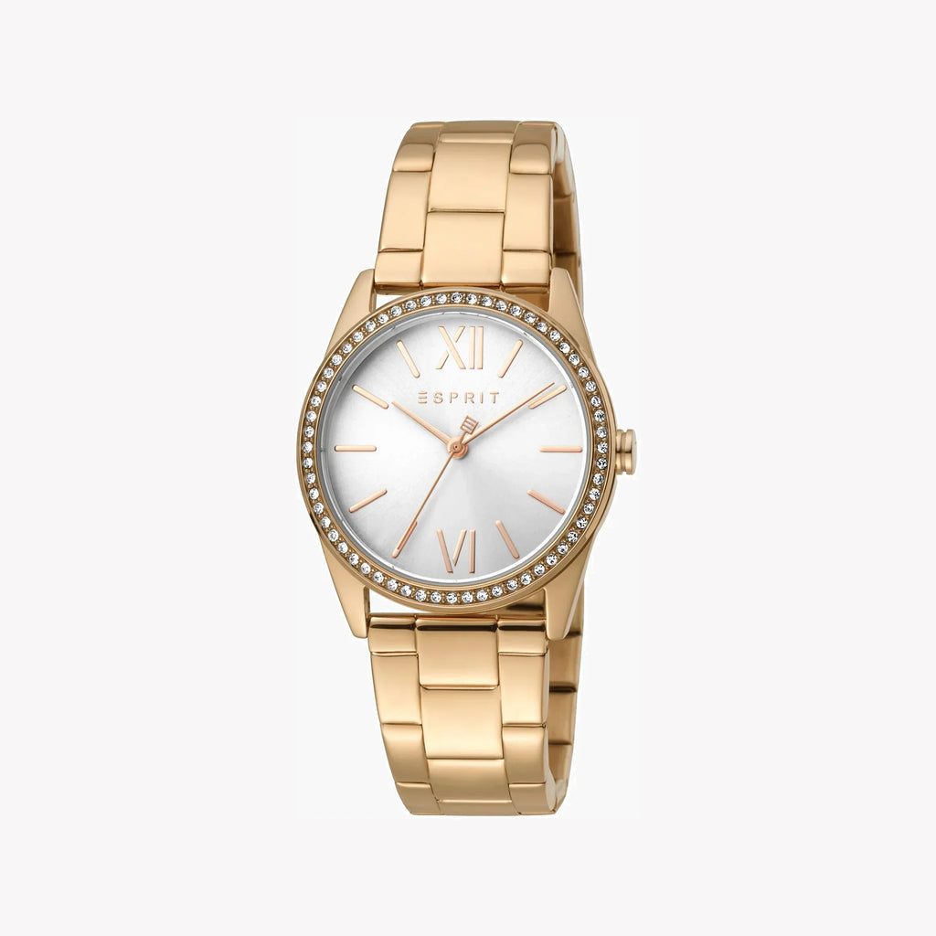 Esprit Women's Rose Gold Stainless Steel Watch, Silver Dial | Es1l189m0015