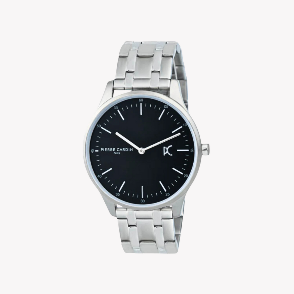 Pierre Cardin Men's Silver Stainless Steel Watch, Black Dial | Cba.4010