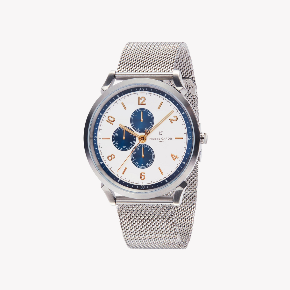 Pierre Cardin Men's Silver Stainless Steel Watch, Rose Gold Case | Cpi.2032