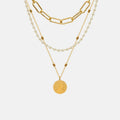 Synthetic Pearl Titanium Steel Three-Layered Necklace for Women