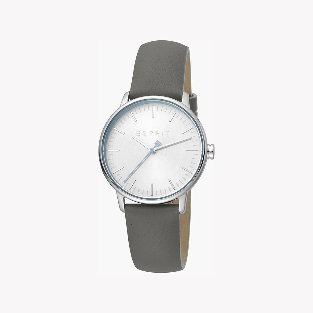 Esprit Women's Grey Leather Watch, Silver Dial | ES1L154L0025