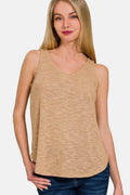 Zenana V-Neck Curved Hem Tank for Effortless Style