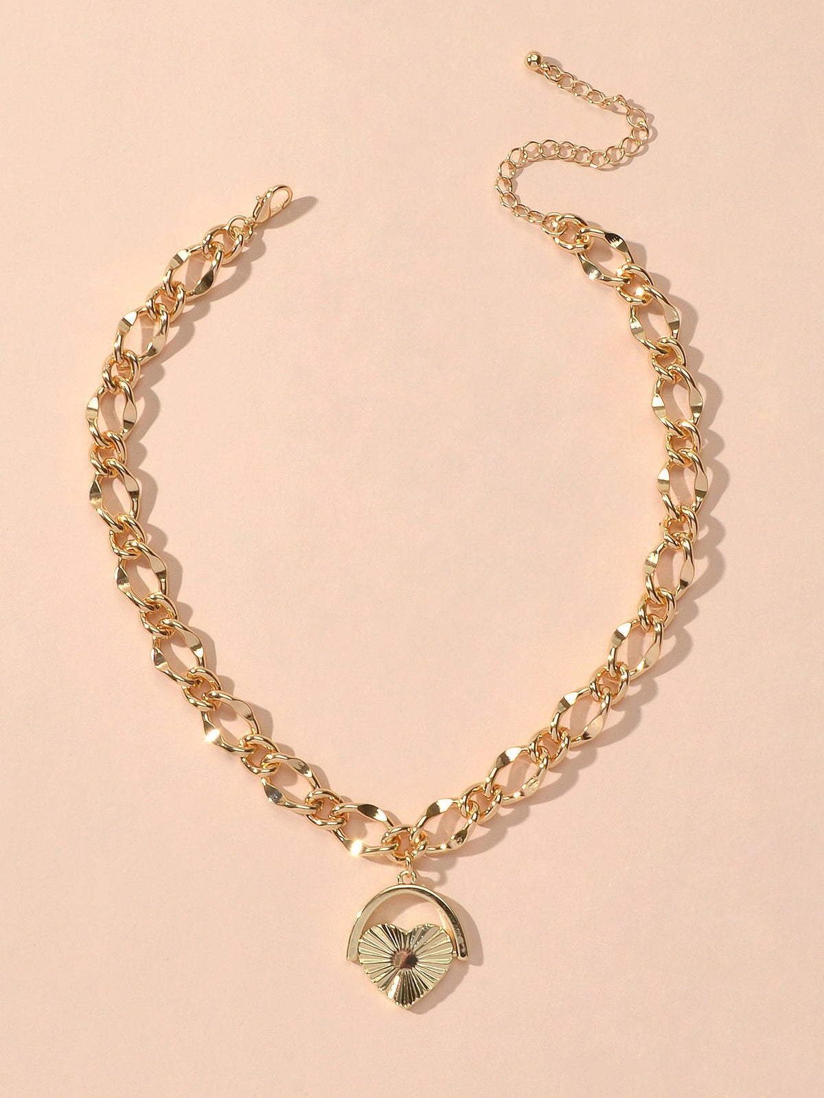 Female Accessories Thick Gold Chain Heart Statement Necklace Designer Jewellery