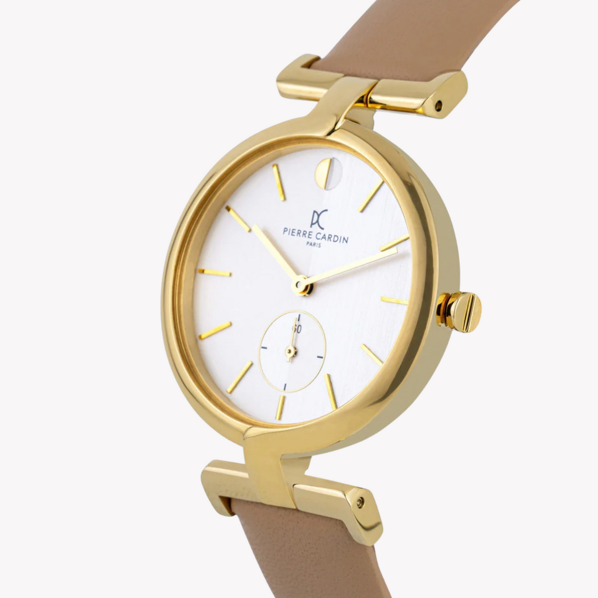 Pierre Cardin Women's Beige Leather Watch, Silver Dial | Cmd.3517
