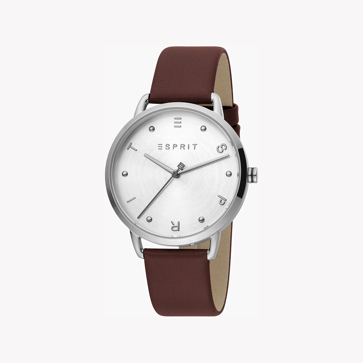Esprit Women's Brown Leather Watch, Silver Dial | Es1l168m0025