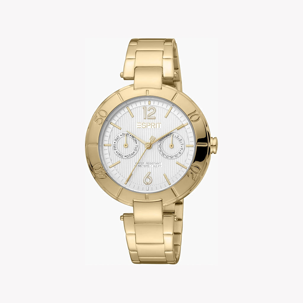 Esprit Women's Gold Stainless Steel Watch, Silver Dial | ES1L286M0065