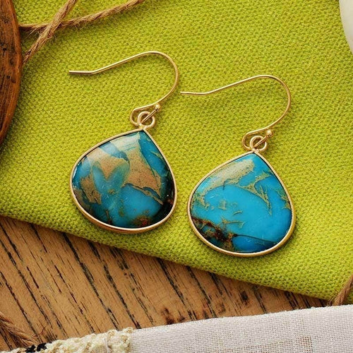 18K Gold-Plated Natural Stone Earrings for Elegant Style