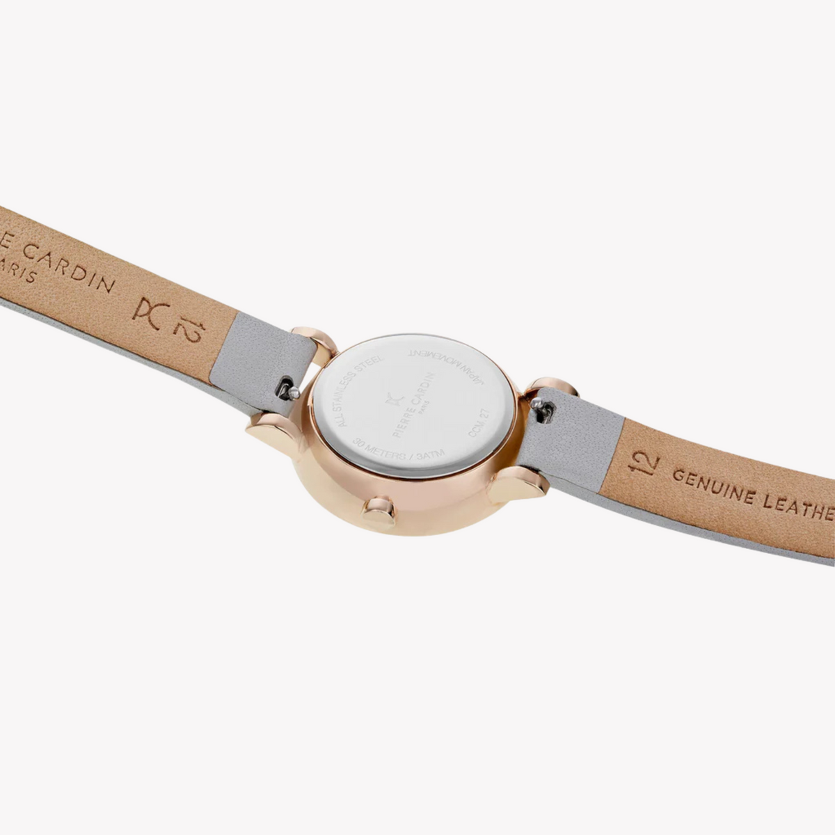 Pierre Cardin Women's Gray Leather Watch, Silver Dial | Ccm.0506