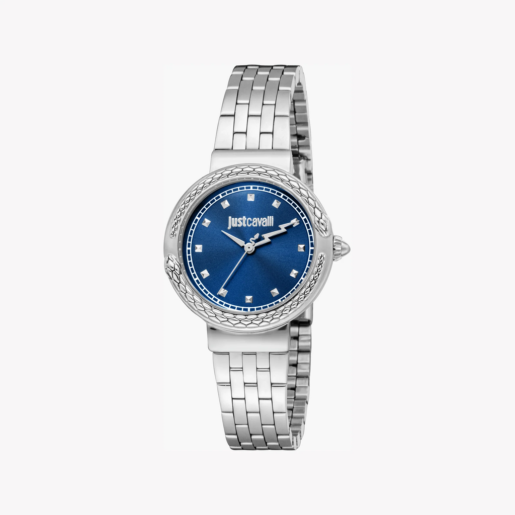 Just Cavalli Men's Silver Watch, Dark Blue Dial | Jc1l311m0015