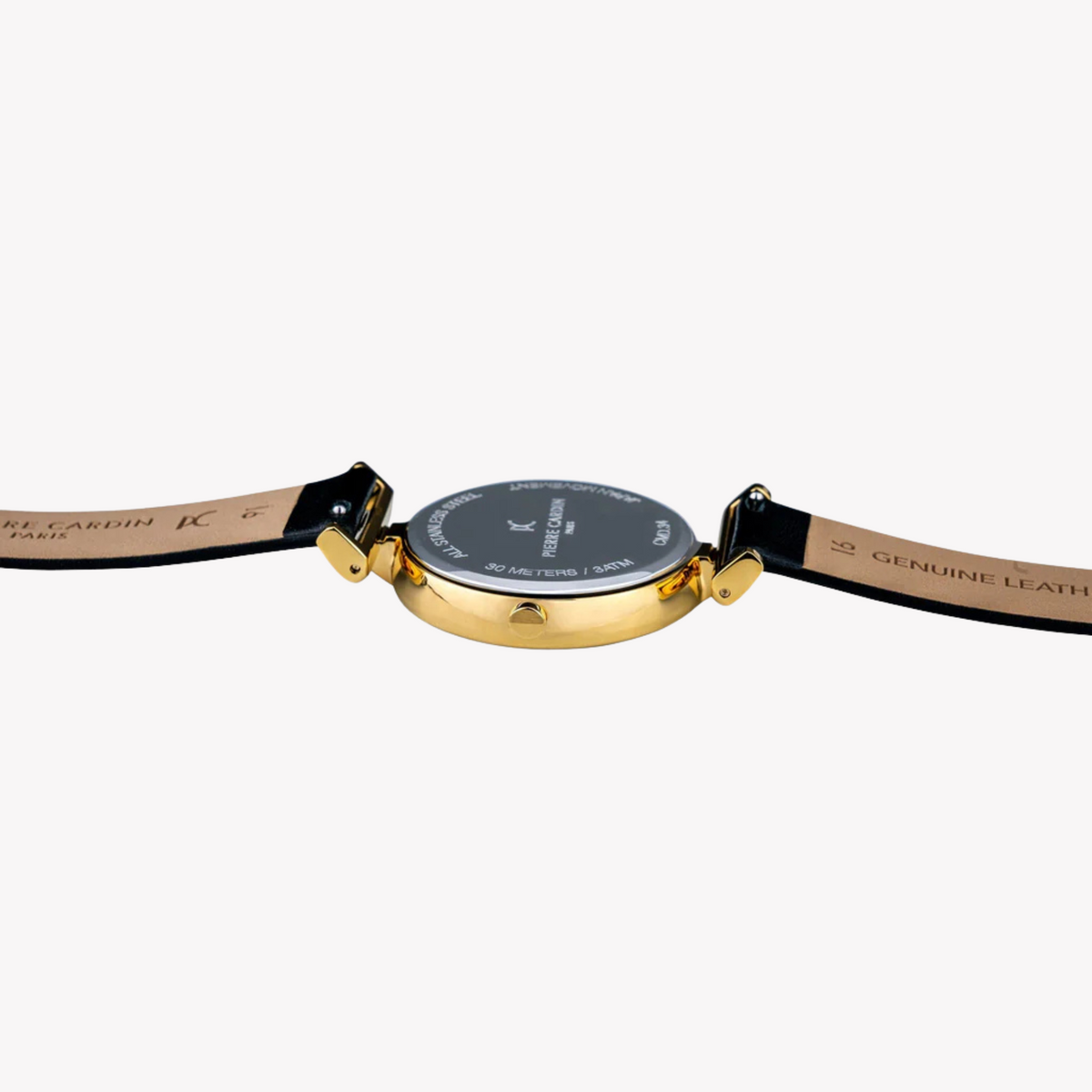 Pierre Cardin Women's Black Leather Watch, Gold Case | Cmd.3518-3