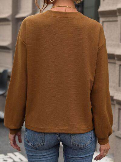 Perfee V-Neck Long Sleeve Top for Stylish Comfort Wear