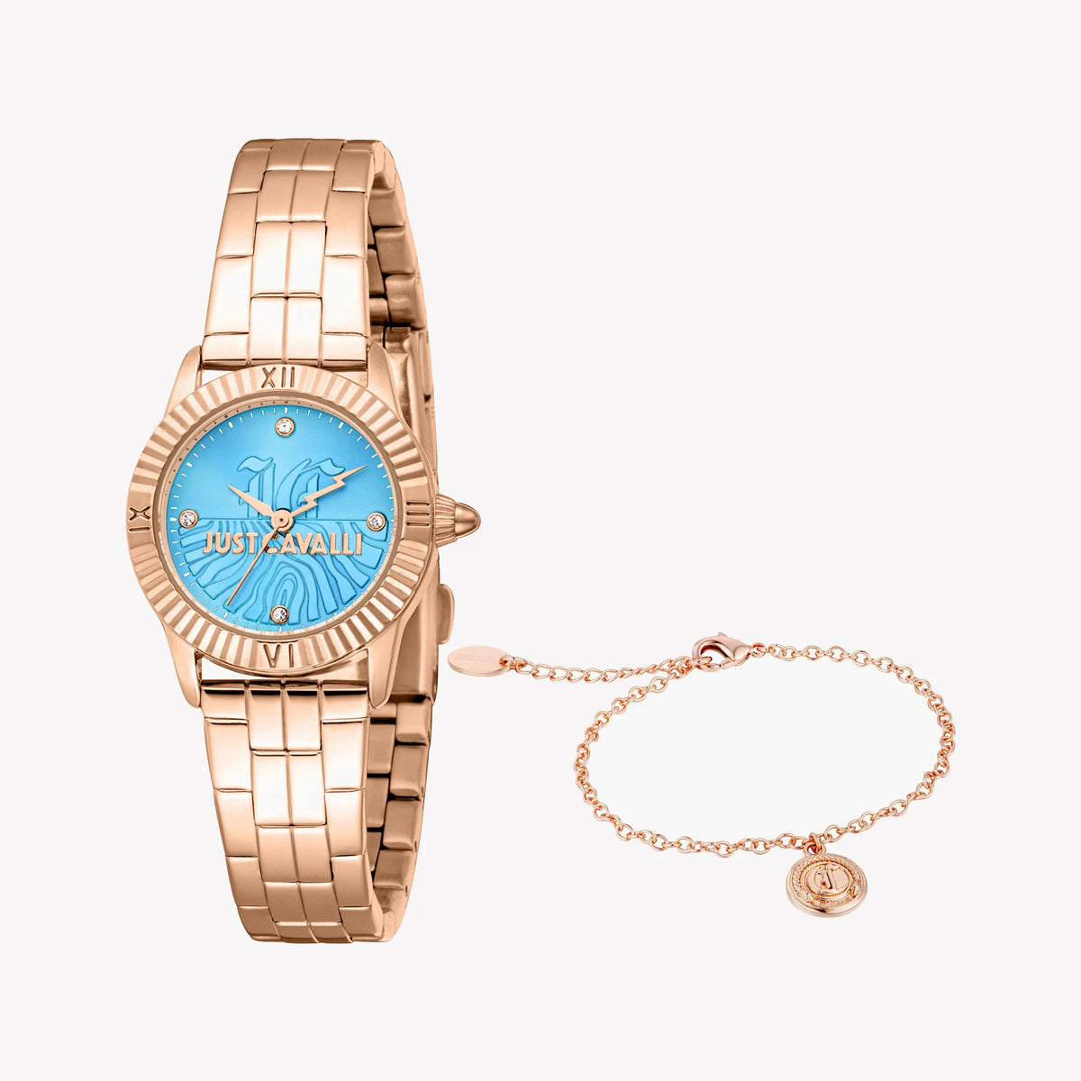 Just Cavalli Women's Rose Gold Watch, Blue Dial | Jc1l328m0065