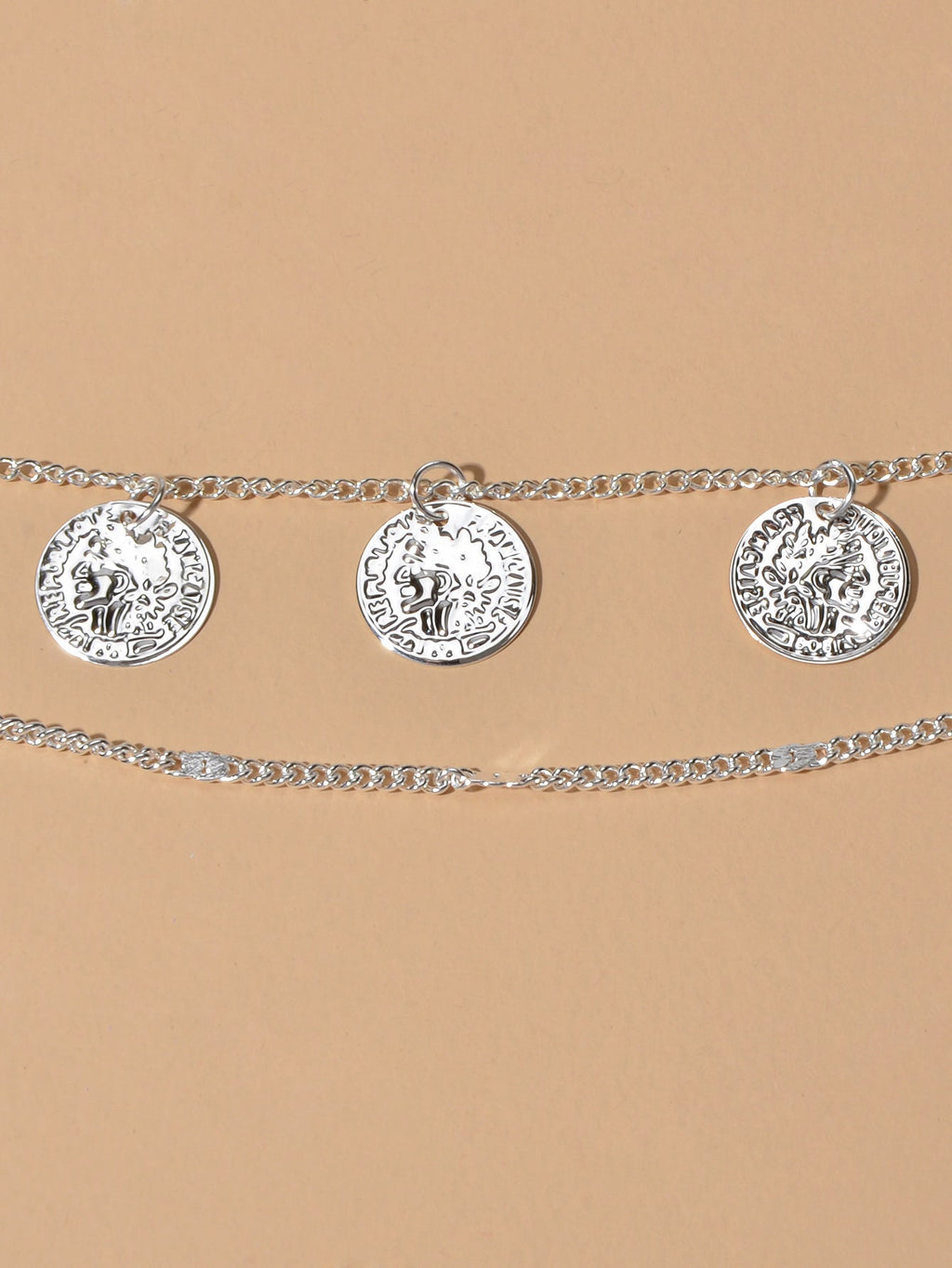 1 pc Boho Chic Double layer Silver Chain Cion Charm Anklet Foot Beach Jewellery