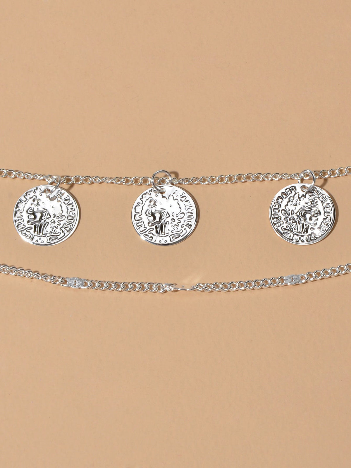 1 pc Boho Chic Double layer Silver Chain Cion Charm Anklet Foot Beach Jewellery