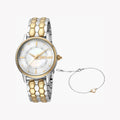 Just Cavalli Women's Silver & Gold Watch, White Dial | Jc1l149m0075