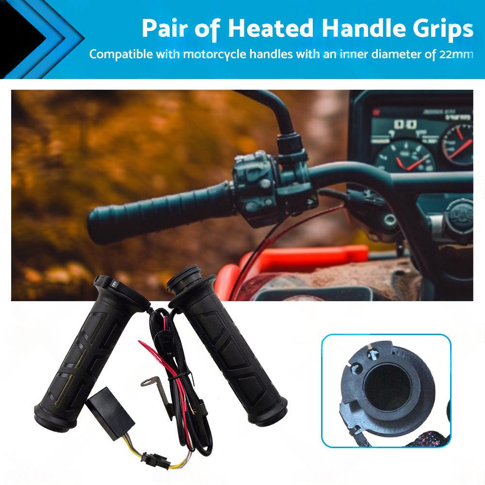 12V Motorcycle Heated Hand Rubber Grips Suitable for 22mm Handlebar