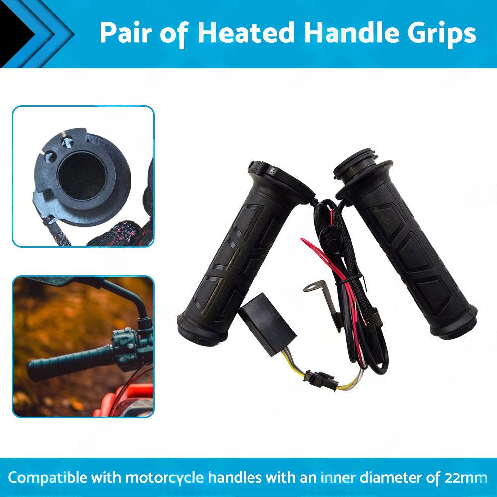 12V Motorcycle Heated Hand Rubber Grips Suitable for 22mm Handlebar