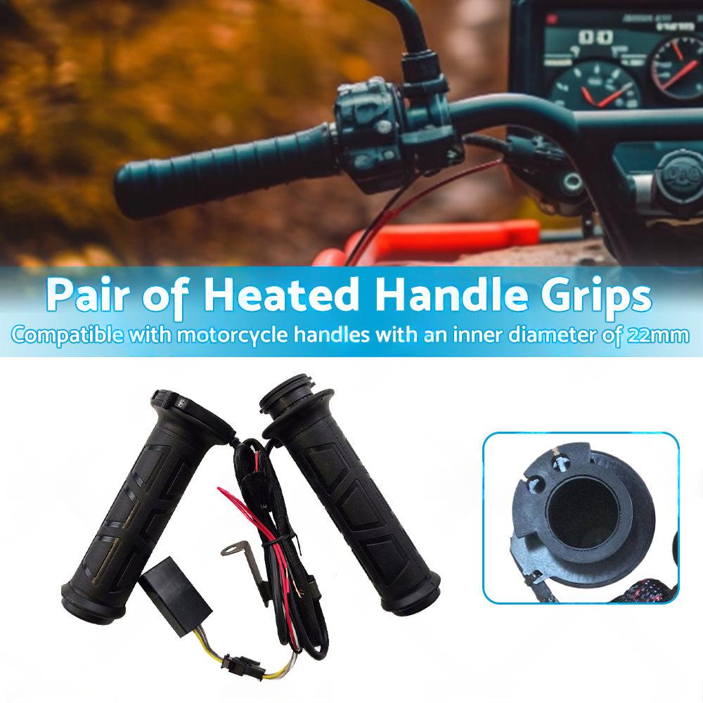 12V Motorcycle Heated Hand Rubber Grips Suitable for 22mm Handlebar