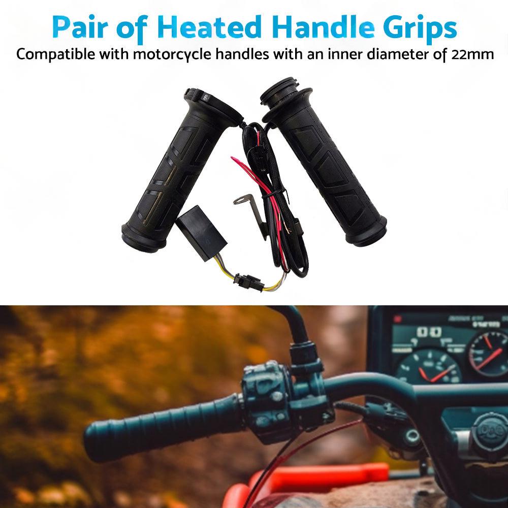 12V Motorcycle Heated Hand Rubber Grips Suitable for 22mm Handlebar
