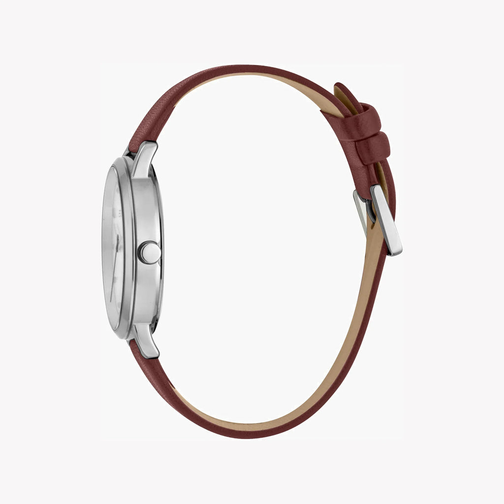 Esprit Women's Brown Leather Watch, Silver Dial | Es1l168m0025