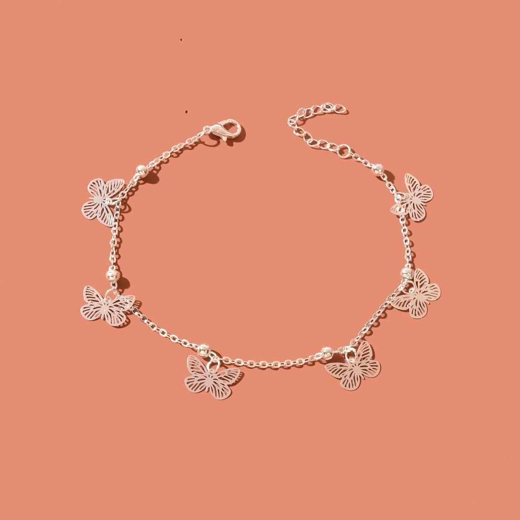 Silver Butterfly Charm Anklet Boho Beach Foot Jewellery Ankle Bracelet for Girls