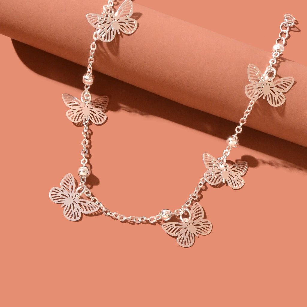 Silver Butterfly Charm Anklet Boho Beach Foot Jewellery Ankle Bracelet for Girls