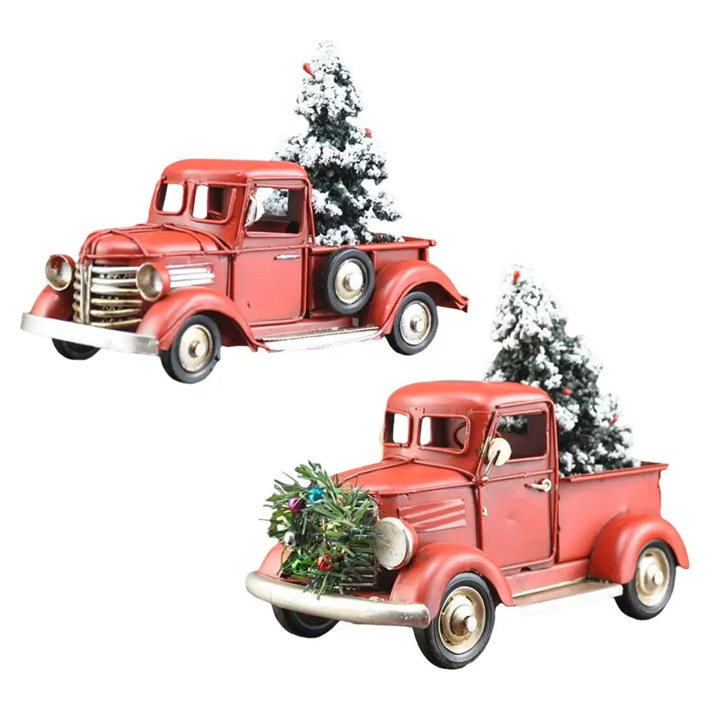 Wooden Farmhouse Christmas Truck Ornament With Christmas Tree