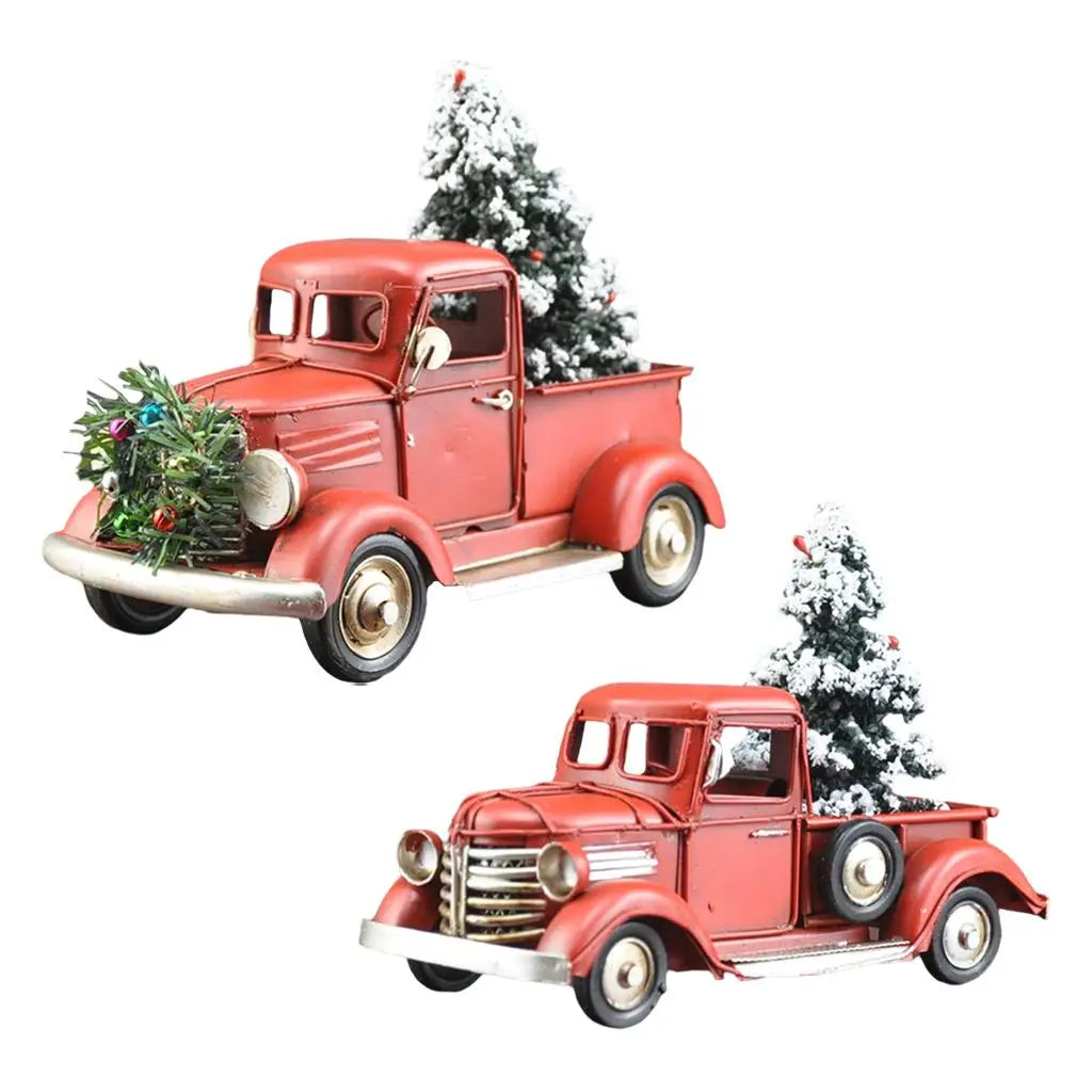 Wooden Farmhouse Christmas Truck Ornament With Christmas Tree