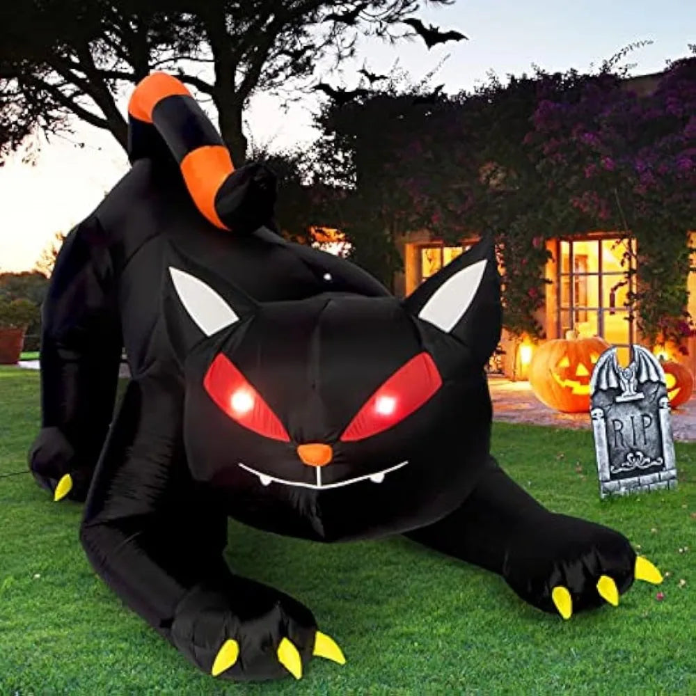 Halloween Inflatable Black Cat With Led Lights (EU PLUG)