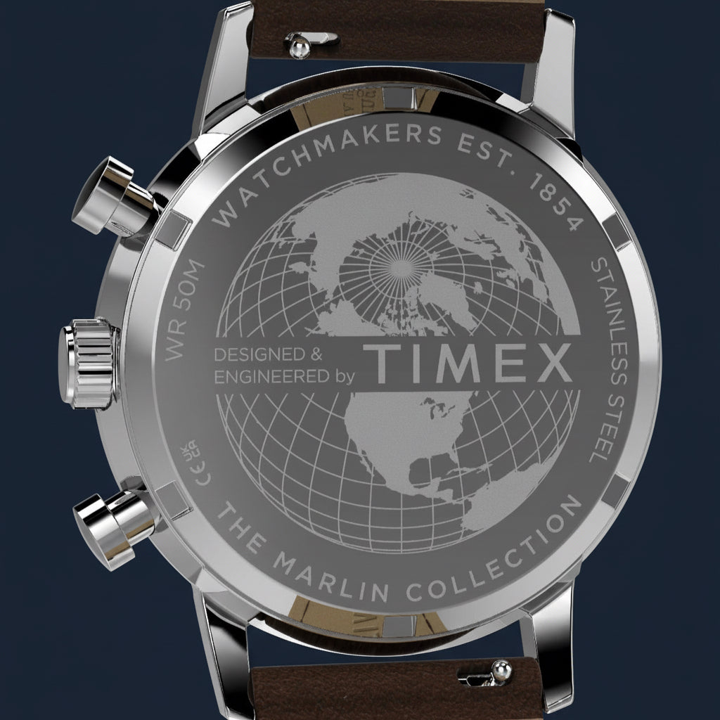 TIMEX Men's Silver-Tone SS, Brown Leather Watch | TW2Y66600