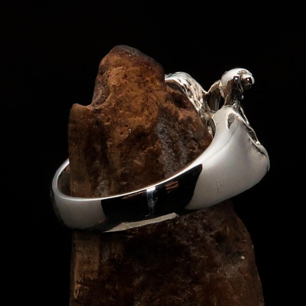 Men's Outlaw Ring Biker on Chopper - antiqued Sterling Silver