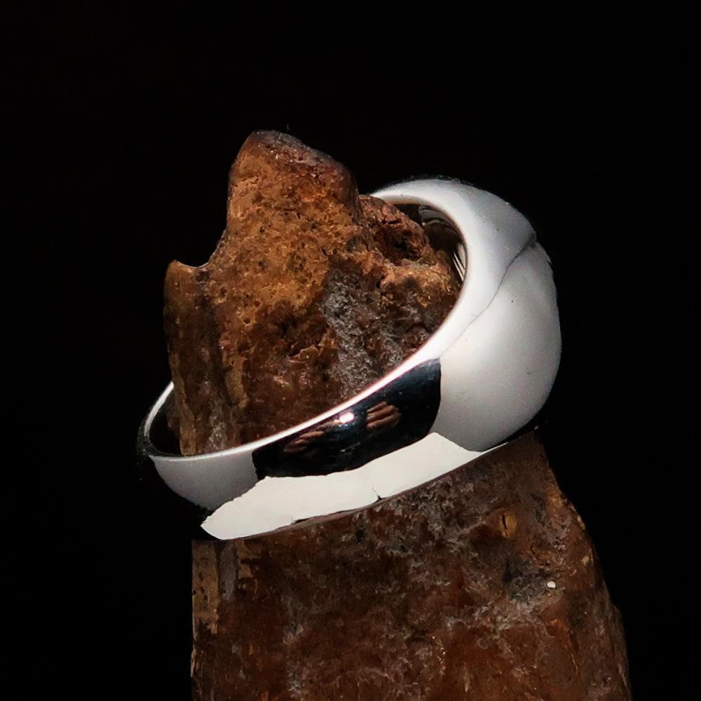 Excellent crafted domed Men's Hexagram Skull Ring - Sterling Silver