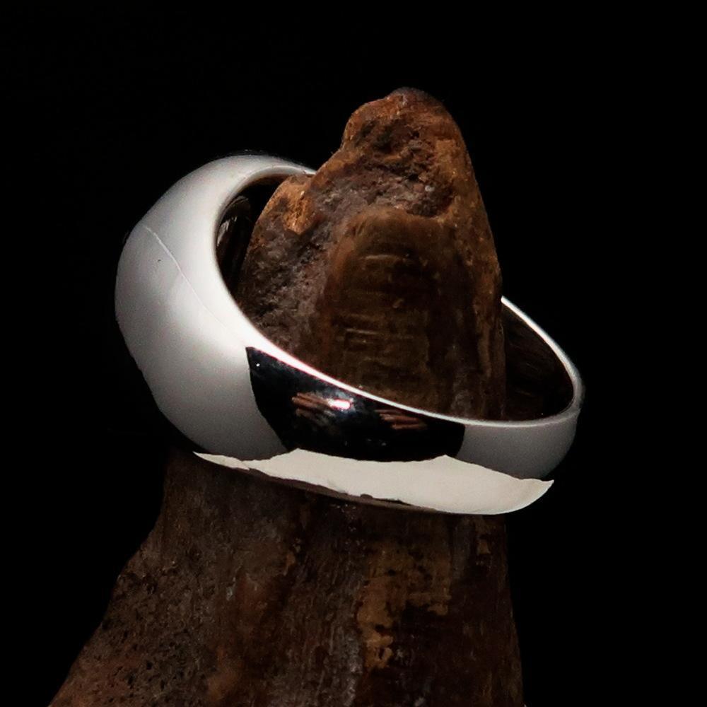 Excellent crafted domed Men's Hexagram Skull Ring - Sterling Silver