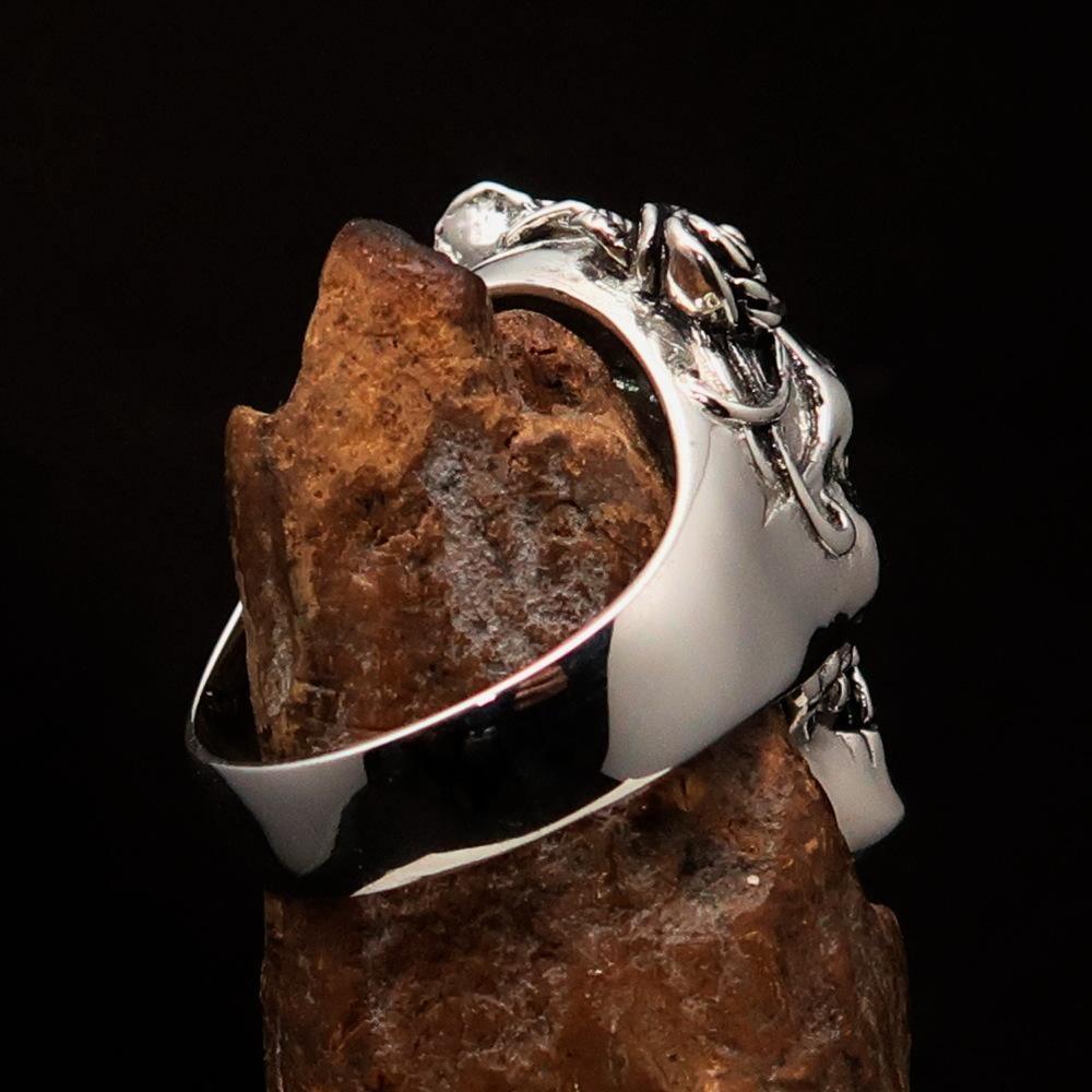 Excellent crafted Lady's Biker Granny Skull Ring - Sterling Silver 925