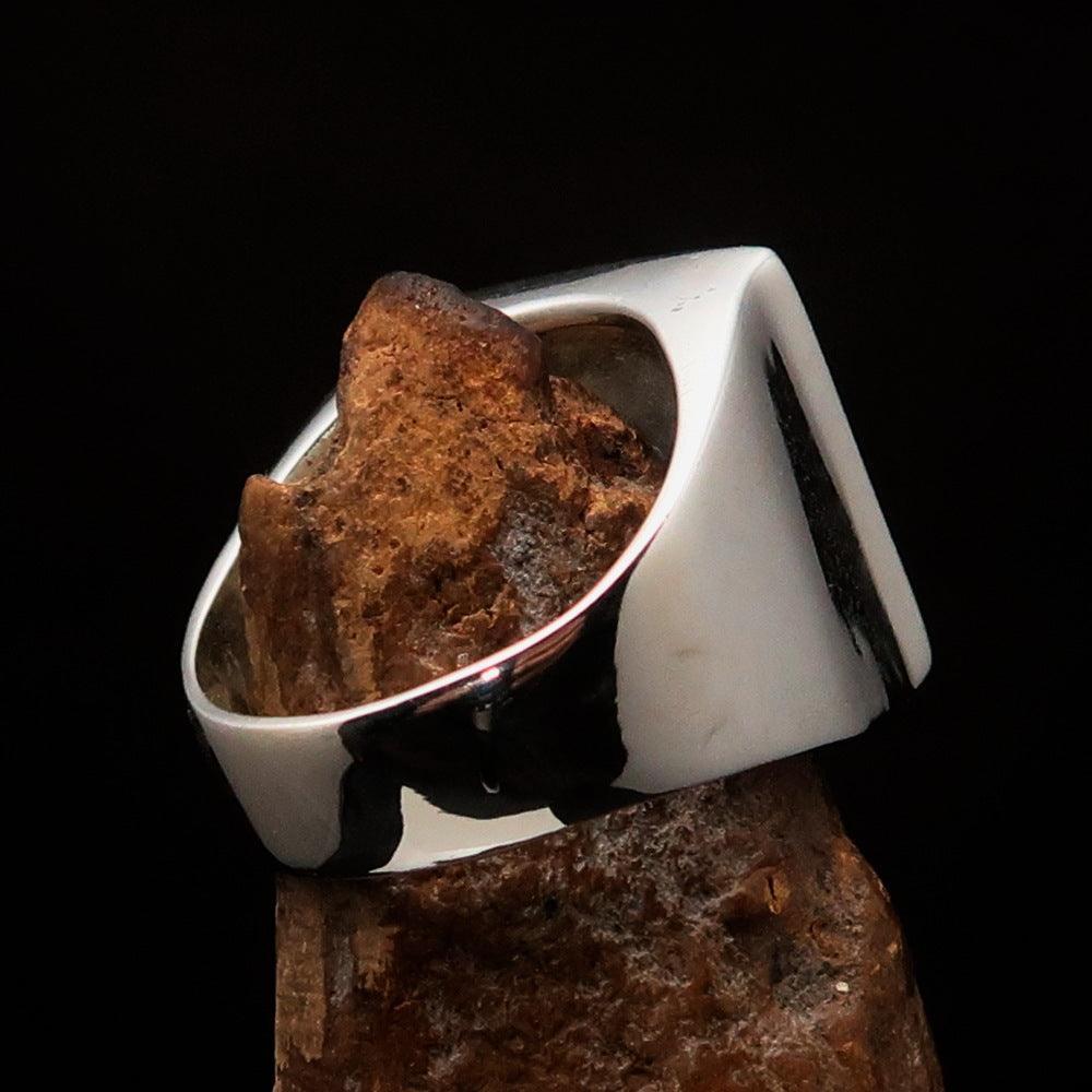 Excellent crafted Men's Zodiac Ring red Star Sign Capricorn - Sterling Silver