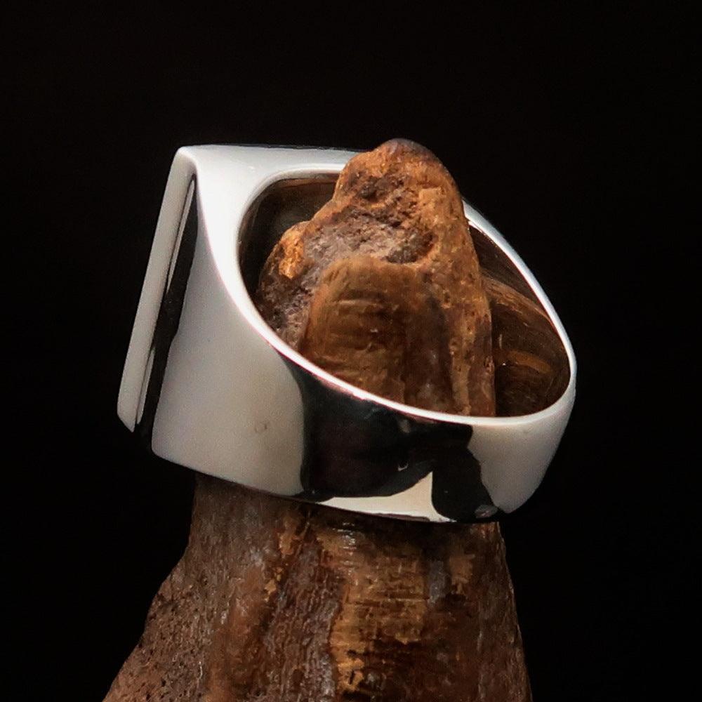 Excellent crafted Men's Zodiac Ring red Star Sign Capricorn - Sterling Silver