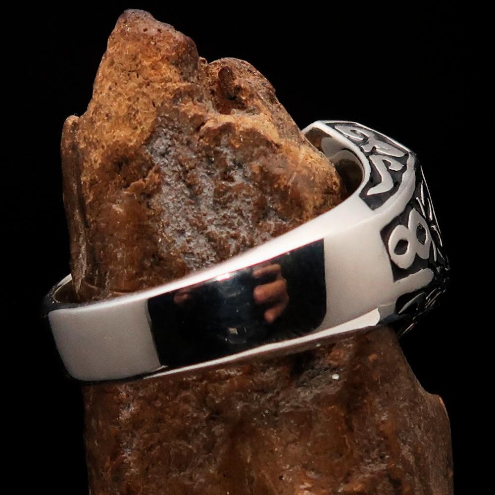 Excellent crafted Men's Black Outlaw Biker Ring 1% - Sterling Silver