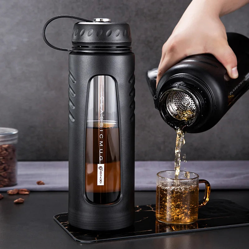 1000ML Heat-Resistant Glass Water Cup Black