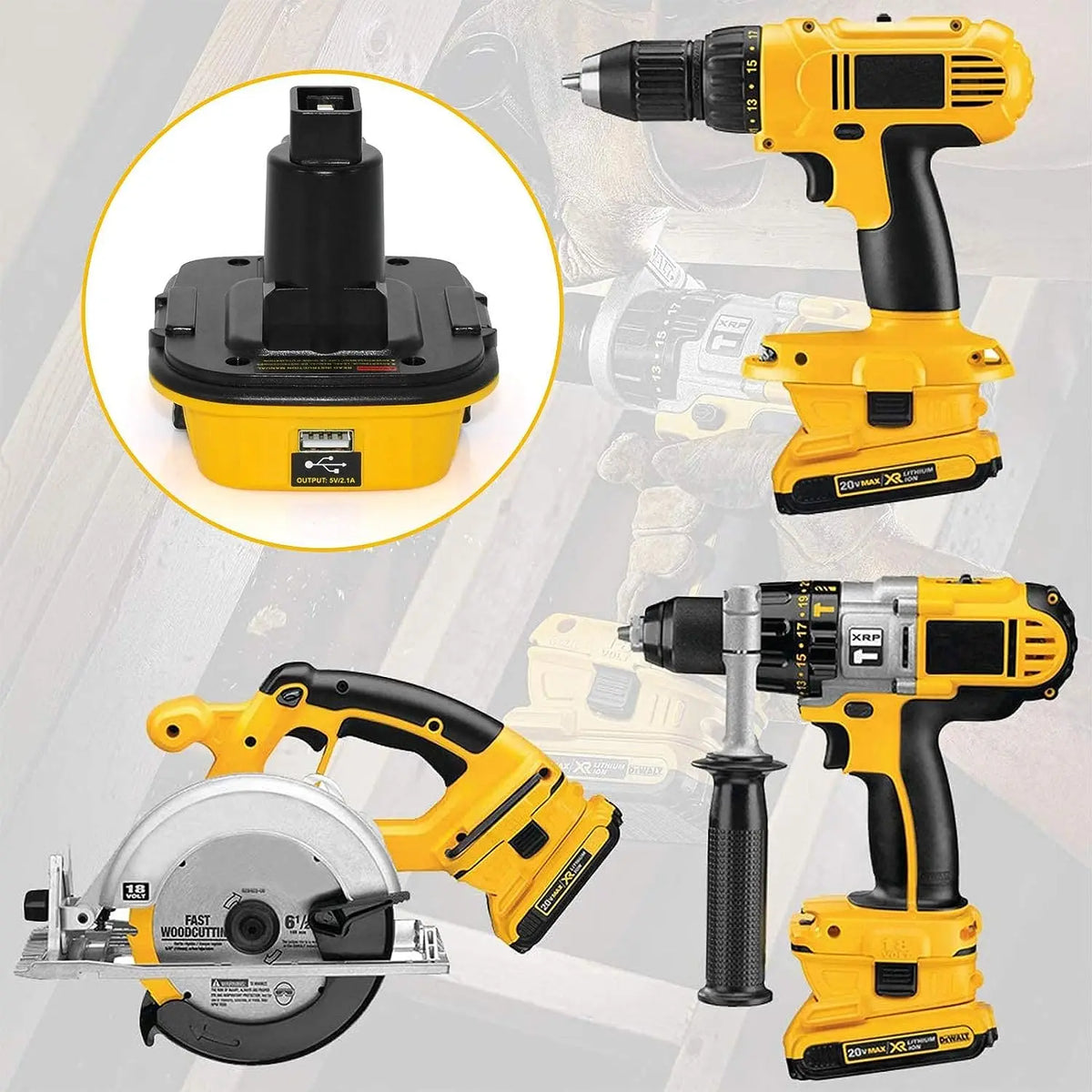 DCA1820 USB Adapter for Dewalt 18V Tools Convert Dewalt 20V Lithium Battery to Dewalt 18V NiCad NiMh Replacement  Battery Tools