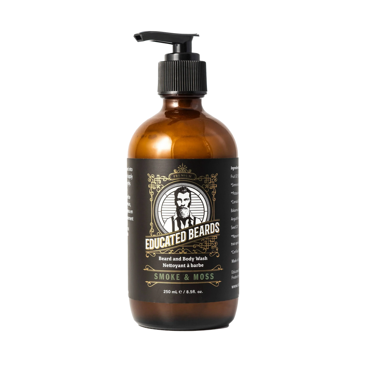 Educated Beards Purifying Beard & Body Wash - Smoke & Moss, 250ml
