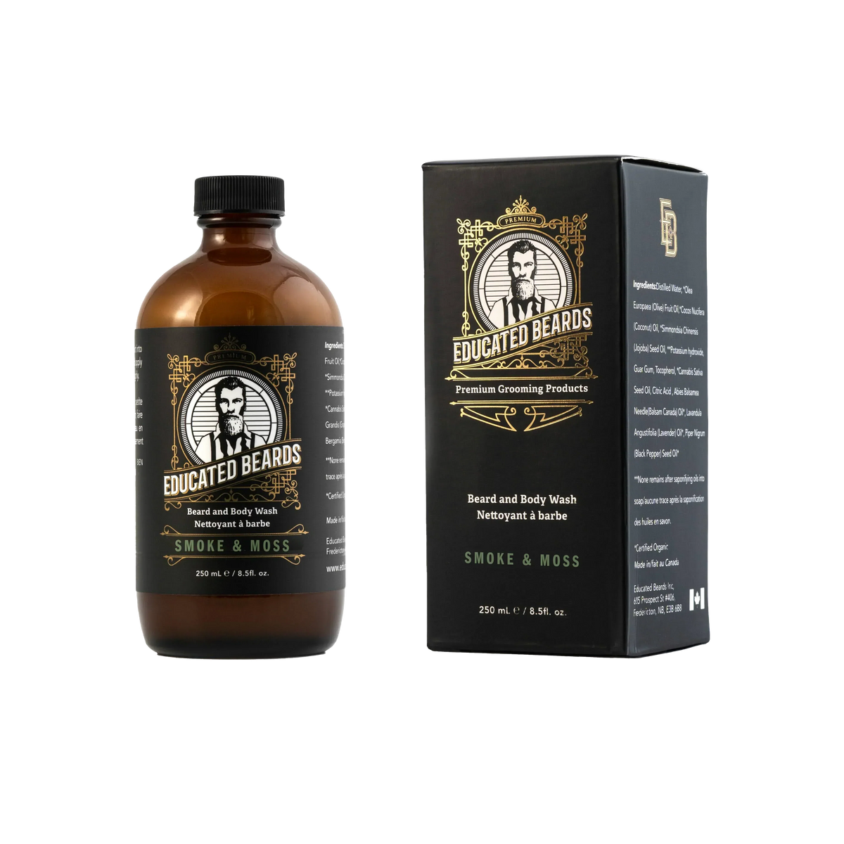 Educated Beards Purifying Beard & Body Wash - Smoke & Moss, 250ml