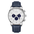 Trnda Men's Stainless Steel Watch, Blue Leather Band | Trn43mm