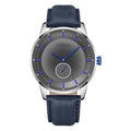 Trnda Men's Stainless Steel Watch, Blue Leather Band | Trn-M43s-0
