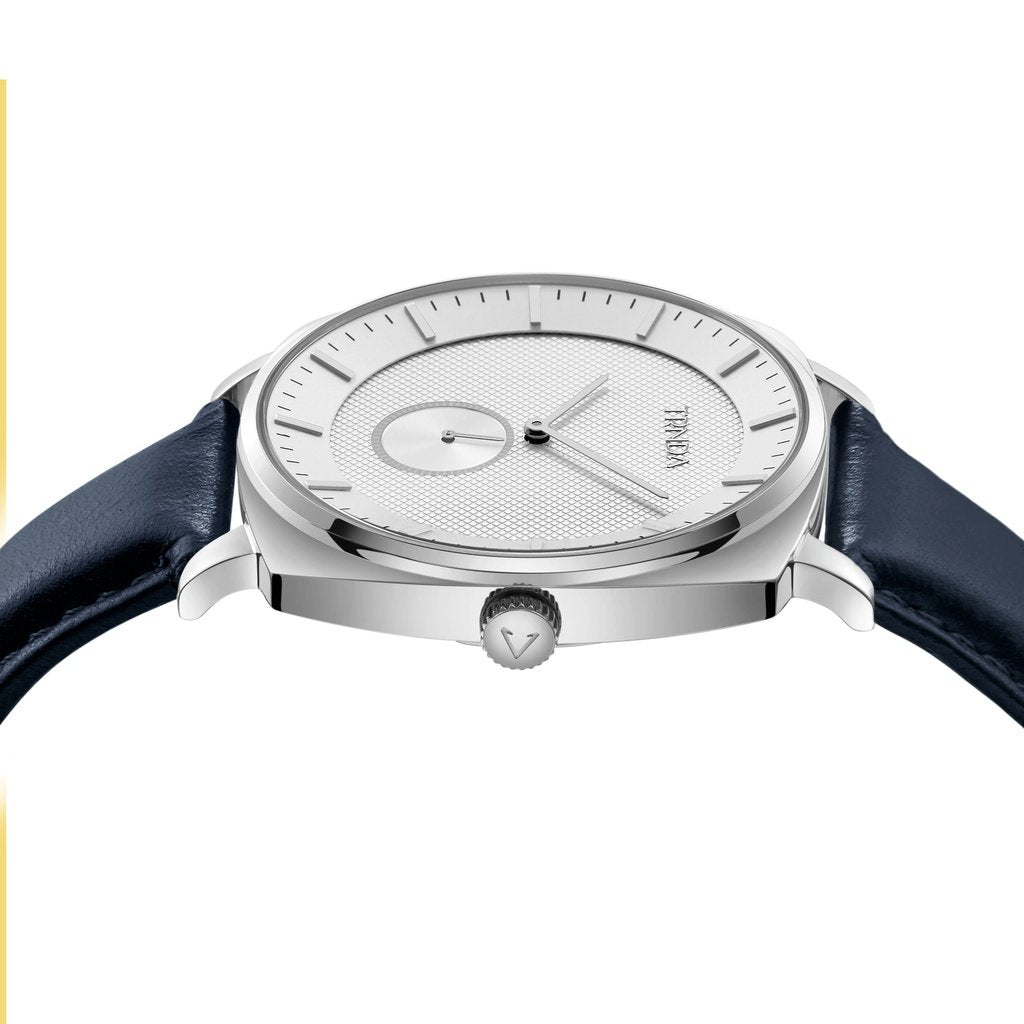 Trnda Men's Stainless Steel Square Watch, Blue Leather Band | Trd45mm