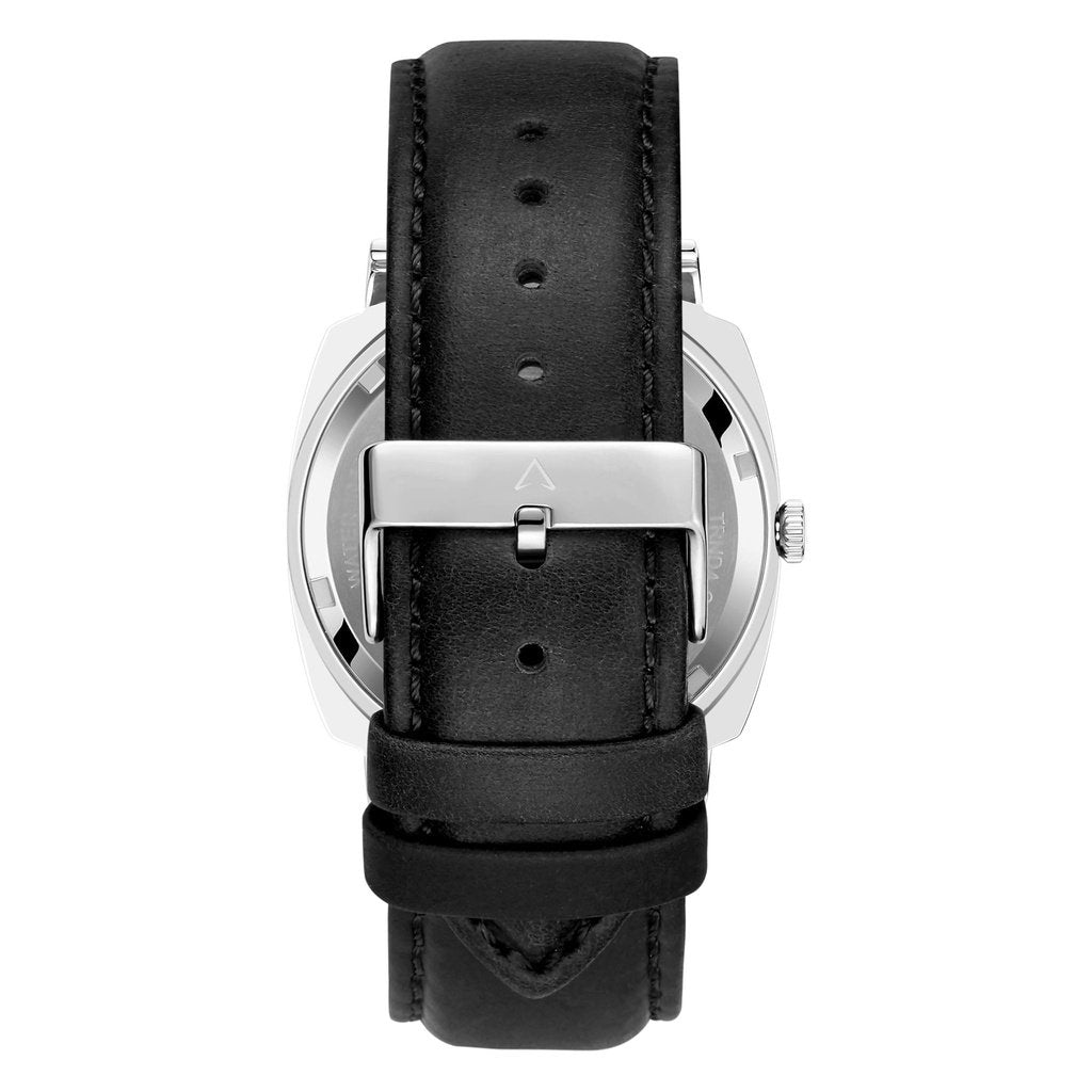 Trnda Men's Stainless Steel Watch, Black Leather Band | Trnda45mm