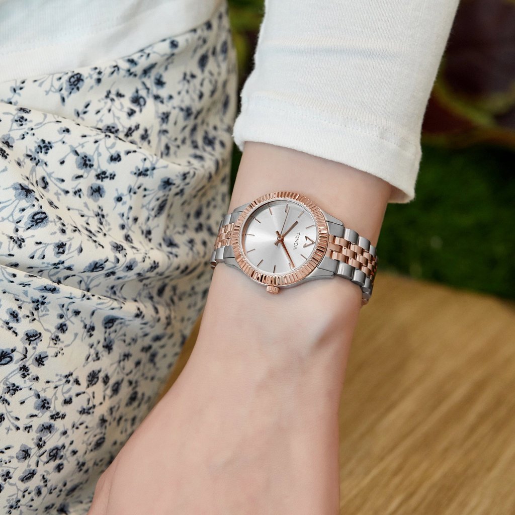 Trnda Women's Stainless Steel Watch, Silver & Rose Gold | Trnda32mm