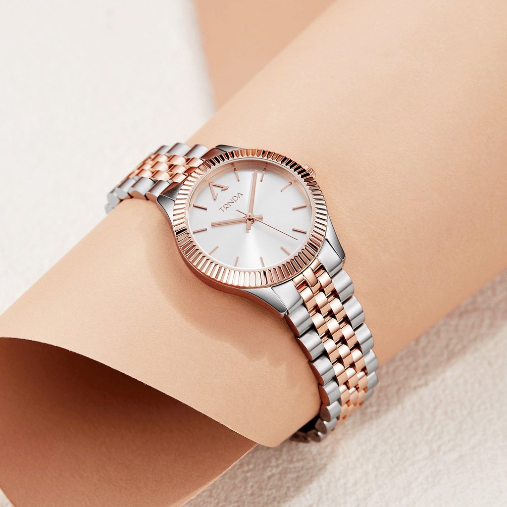 Trnda Women's Stainless Steel Watch, Silver & Rose Gold | Trnda32mm